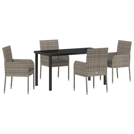 vidaXL 5-delige tuinset met kussens van grijs poly rattan afbeelding2 - 1