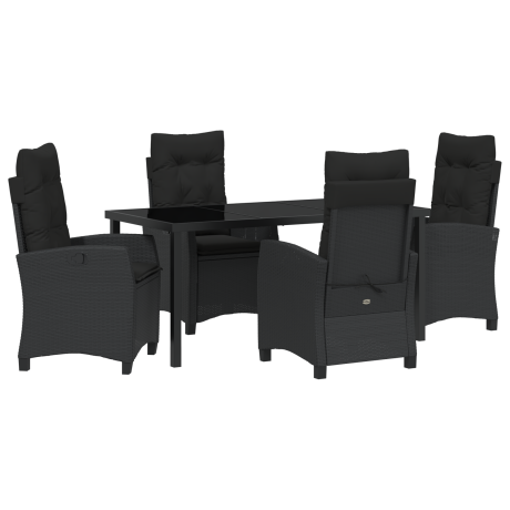 vidaXL 5-delige tuinset met kussens zwart poly rattan afbeelding2 - 1