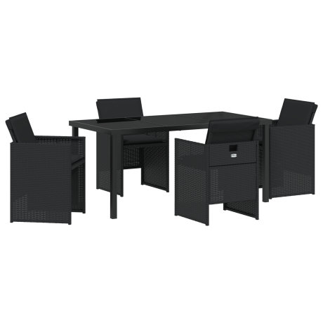 vidaXL 5-delige tuinset met kussens zwart poly rattan afbeelding2 - 1