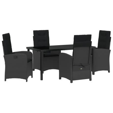 vidaXL 5-delige Tuinset met Kussens Zwart Poly Rattan afbeelding2 - 1