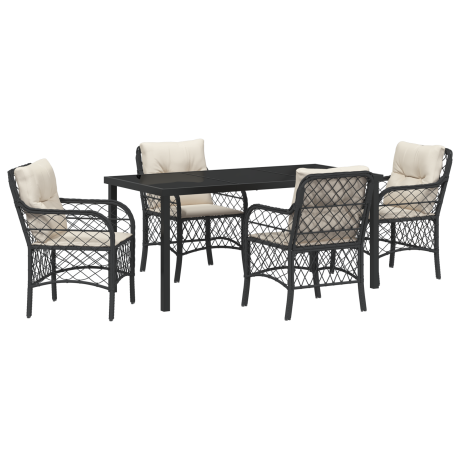 vidaXL 5-delige tuinset met kussens zwart poly rattan afbeelding2 - 1