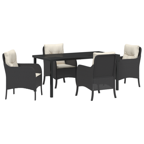 vidaXL 5-delige tuinset met kussens zwart poly rattan afbeelding2 - 1