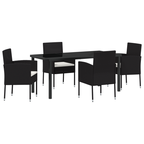 vidaXL 5-delige tuinset met kussens - zwart poly rattan afbeelding2 - 1