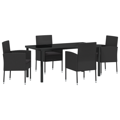 vidaXL 5-delige tuinset met kussens zwart poly rattan afbeelding2 - 1