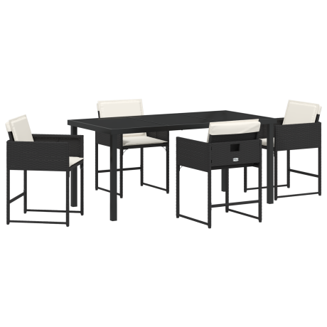 vidaXL 5-delige tuinset met kussens zwart poly rattan afbeelding2 - 1