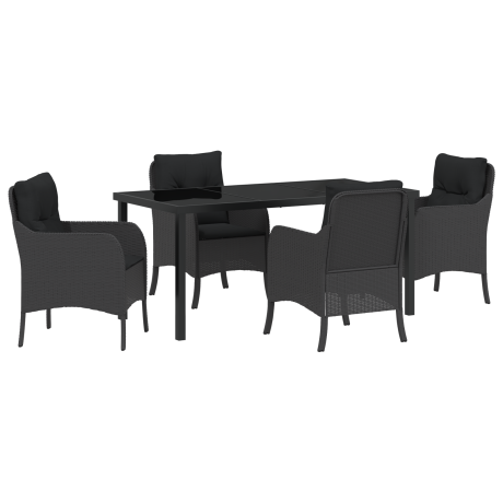 vidaXL 5-delige tuinset met kussens zwart poly rattan afbeelding2 - 1