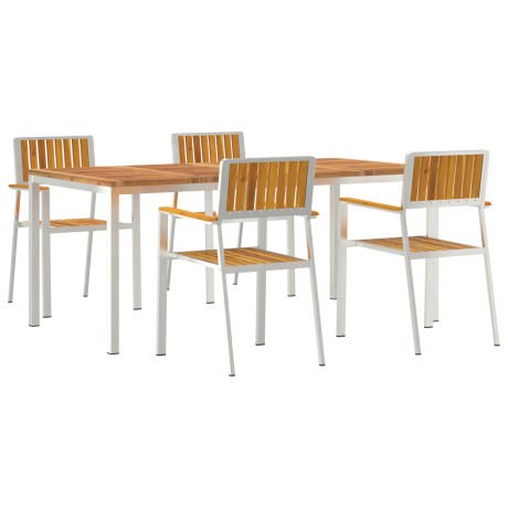 vidaXL Buiten eettafelset 5 pcs Bruin Massief Acaciahout afbeelding2 - 1