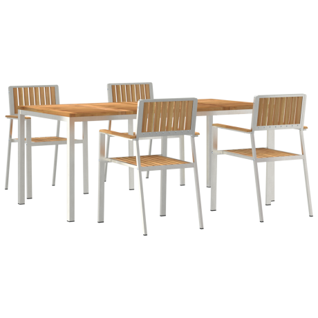 vidaXL Buiten eettafelset 5 pcs Bruin Massief Teakhout afbeelding2 - 1