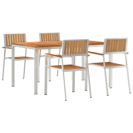 vidaXL Buiten eettafelset 5 pcs Bruin Massief Teakhout afbeelding2 - 1