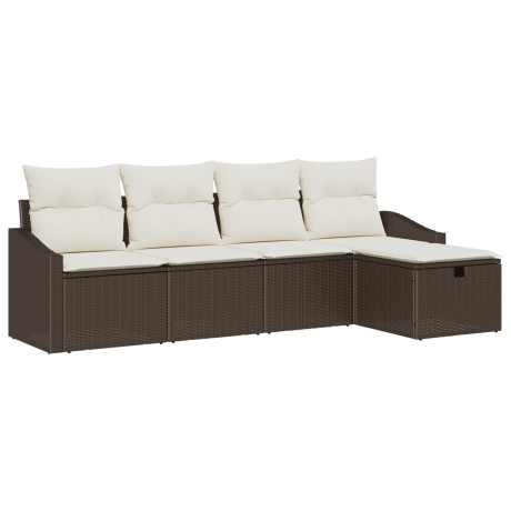 vidaXL Bankstel met kussen met opslag 5 pcs Bruin poly rattan afbeelding2 - 1