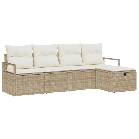 vidaXL 5-delige tuinsofa set met kussens in beige poly rattan afbeelding2 - 1