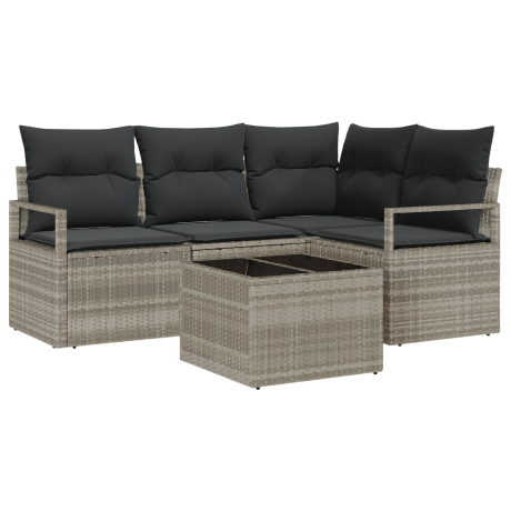 vidaXL Bankstel 5 pcs Lichtgrijs poly rattan afbeelding2 - 1