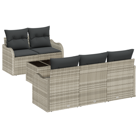 vidaXL Tuin Sofa Set met kussen 6 pcs Licht Grijs en Donker Grijs afbeelding2 - 1