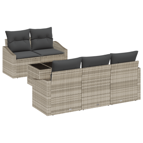 vidaXL Bankstel 6 pcs Licht Grijs en Donker Grijs poly rattan afbeelding2 - 1