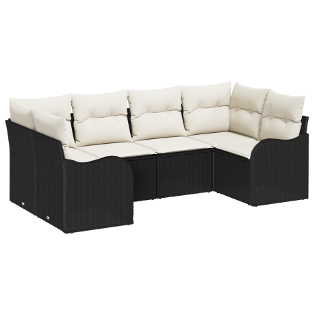 vidaXL 6-delige Ligbed Set met Kussens Zwart Poly Rattan afbeelding2 - 1