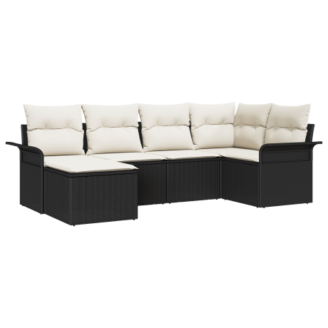 vidaXL Tuin Sofa Set met kussen 6 pcs Zwart poly rattan afbeelding2 - 1