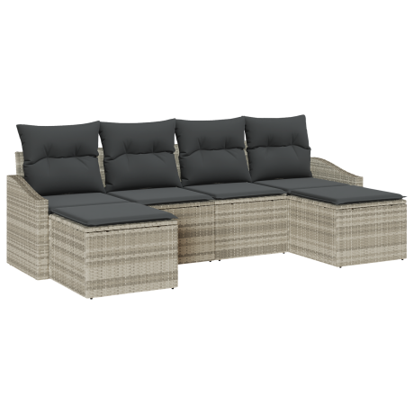 vidaXL Tuin Eetset 6 pcs Lichtgrijs Poly Rattan en Poedergecoat Staal afbeelding2 - 1