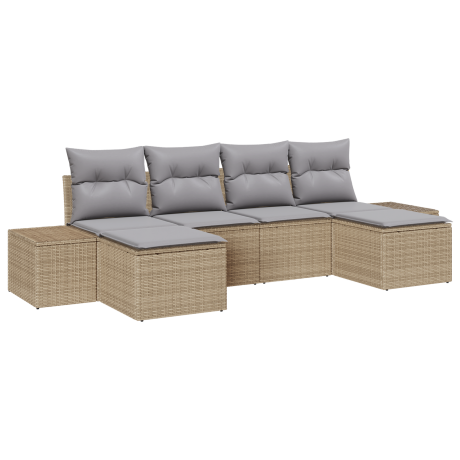 vidaXL Tuin Sofa Set met kussen 4 pcs Beige en Licht Grijs poly rattan afbeelding2 - 1