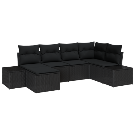 vidaXL Tuin Sofa Set met kussen met opslag 6 pcs Zwart poly rattan afbeelding2 - 1