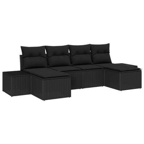 vidaXL Tuin Sofa Set met kussen met opslag 4 pcs Zwart poly rattan afbeelding2 - 1