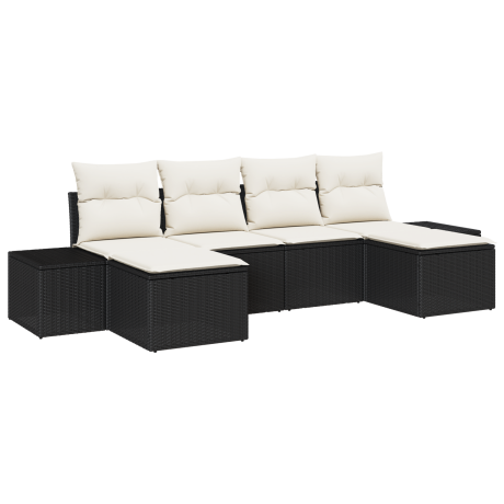 vidaXL Tuin Sofa Set met kussen 4 pcs Zwart en Crème poly rattan afbeelding2 - 1