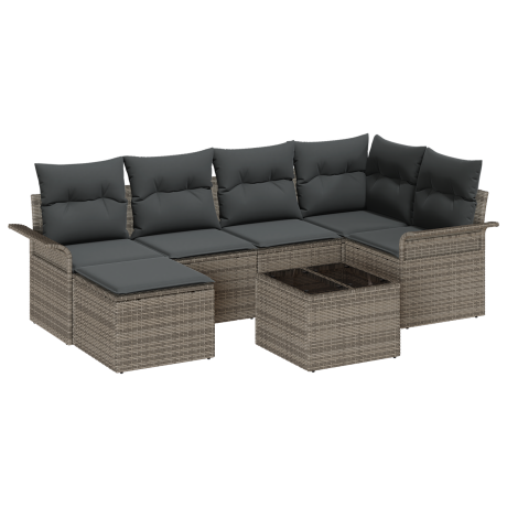 vidaXL 6-delige Tuinsalonset met kussens poly rattan zwart afbeelding2 - 1