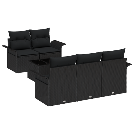 vidaXL 6-delige tuinsalonset met kussens - zwart poly rattan afbeelding2 - 1
