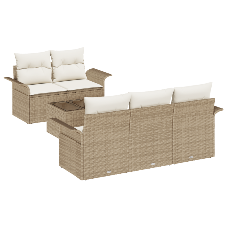 vidaXL 6-delige tuinset met kussens beige poly rattan afbeelding2 - 1
