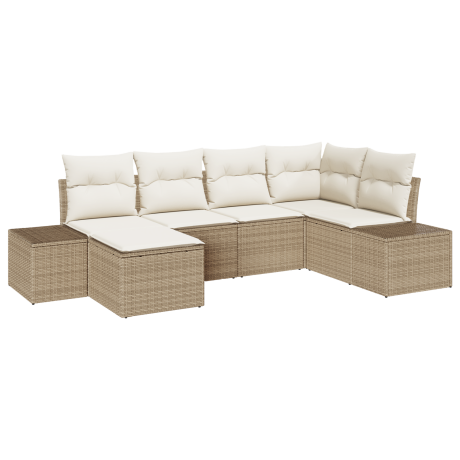 vidaXL Tuin Sofa Set met kussen 6 pcs Beige en Crème poly rattan afbeelding2 - 1