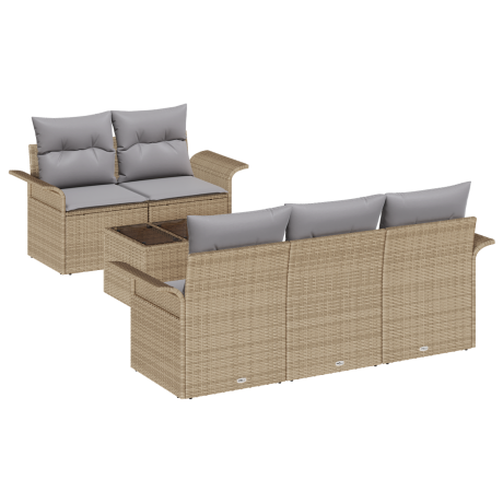 vidaXL Tuin Sofa Set met kussen 6 pcs Beige en Grijs 55 x 55 x 37 cm afbeelding2 - 1