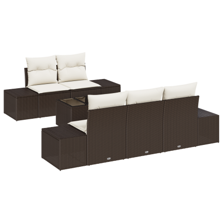 vidaXL Tuin Sofa Set met kussen Bruin poly rattan afbeelding2 - 1