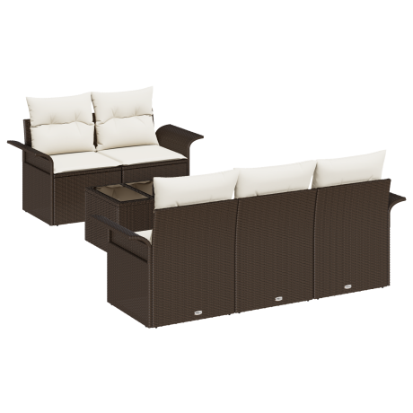 vidaXL Tuin Sofa Set met kussen 6 pcs Bruin en Crème 55 x 55 x 37 cm afbeelding2 - 1