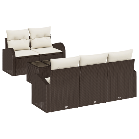 vidaXL Tuin Sofa Set met opslag 6 pcs Bruin en Crème poly rattan afbeelding2 - 1