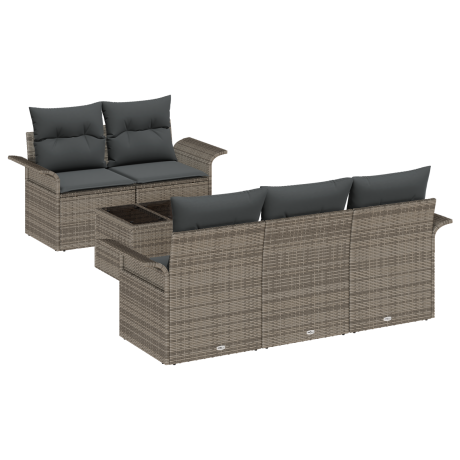 vidaXL Tuin Sofa Set met kussen met opslag 6 pcs Grijs 55 x 55 x 37 cm afbeelding2 - 1