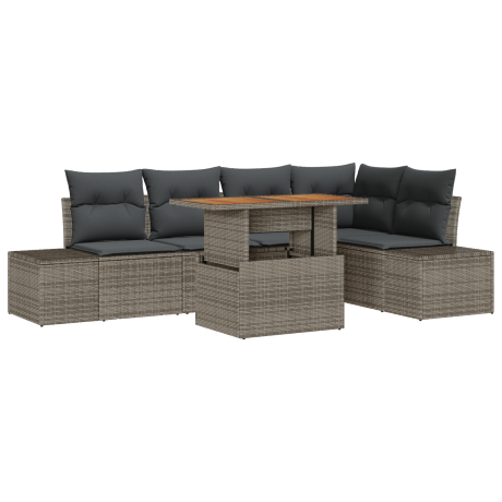 vidaXL Tuin Eetset met kussen 6 pcs Grijs en Bruin afbeelding2 - 1