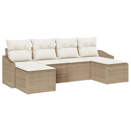 vidaXL Tuin Eetset met kussen met opslag 6 pcs Beige en Crème afbeelding2 - 1