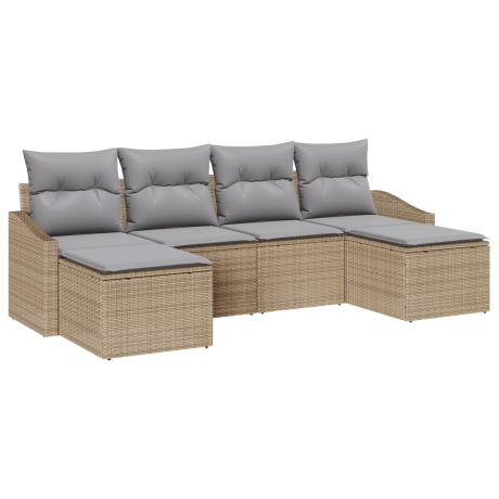 vidaXL Tuin Eetset met kussen met opslag 6 pcs Beige en Licht Grijs afbeelding2 - 1