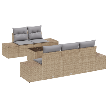 vidaXL Tuin Sofa Set met kussen Beige poly rattan afbeelding2 - 1