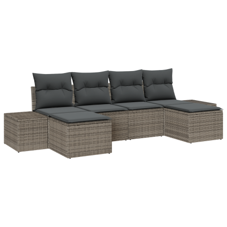 vidaXL Tuin Sofa Set met kussen met opslag 4 pcs Grijs poly rattan afbeelding2 - 1