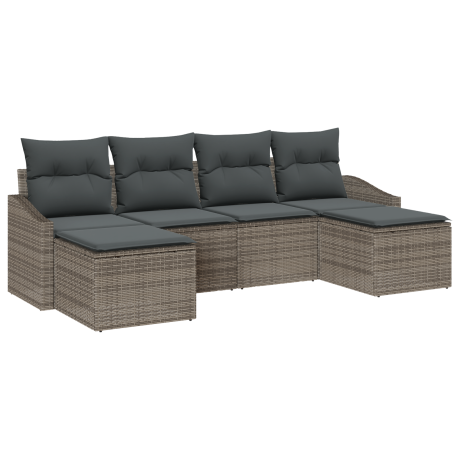 vidaXL Tuin Eetset 6 pcs Grijs Poly Rattan en Poedergecoat Staal afbeelding2 - 1