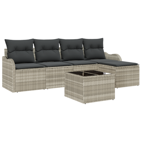 vidaXL Tuin Sofa Set 6 pcs Lichtgrijs poly rattan afbeelding2 - 1