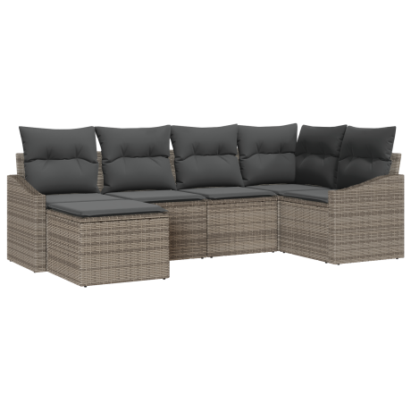 vidaXL Tuin Eetset 6 pcs Grijs Poly Rattan en Poedergecoat Staal afbeelding2 - 1