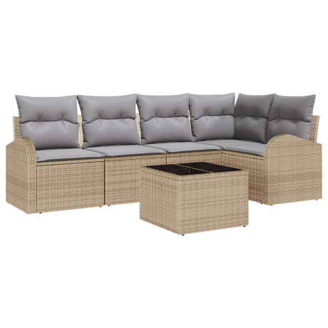 vidaXL Bankstel met kussen 6 pcs Beige Polyester afbeelding2 - 1