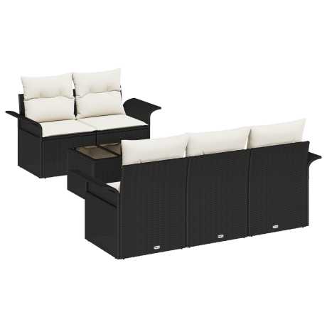 vidaXL Tuin Sofa Set met kussen 6 pcs Zwart en Crème 55 x 55 x 37 cm afbeelding2 - 1