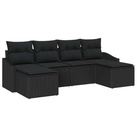 vidaXL Tuin Eetset 6 pcs Zwart Poly Rattan en Poedergecoat Staal afbeelding2 - 1