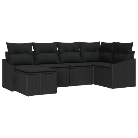 vidaXL Tuin Eetset 6 pcs Zwart Poly Rattan en Poedergecoat Staal afbeelding2 - 1