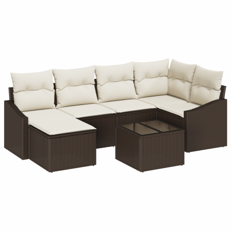 vidaXL 6-delige tuinset met tafel en kussens - grijs poly rattan afbeelding2 - 1