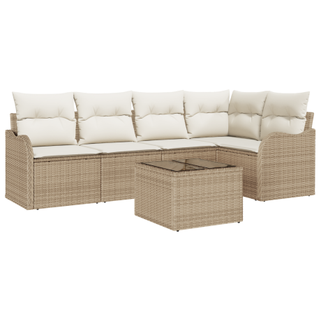vidaXL 6-delige tuinsofa set met kussens bruin poly rattan afbeelding2 - 1