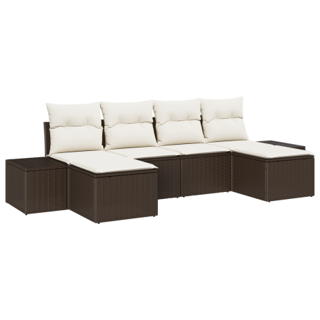 vidaXL Tuin Sofa Set met kussen 4 pcs Bruin en Crème poly rattan afbeelding2 - 1