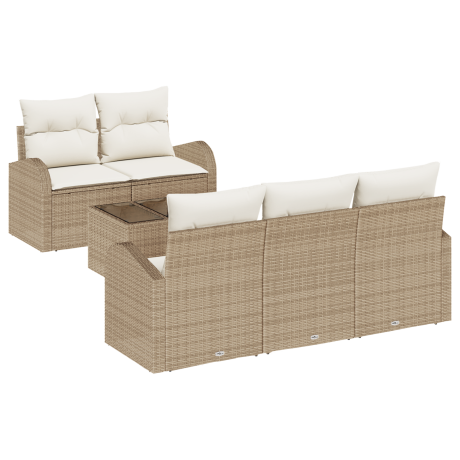 vidaXL Tuin Sofa Set met opslag 6 pcs Beige en Crème poly rattan afbeelding2 - 1